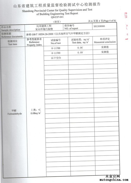 室內(nèi)污染檢測報告